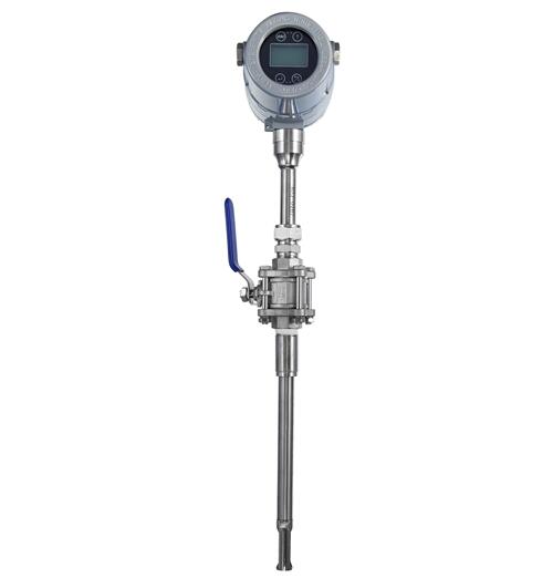 Insertion type thermal gas mass flow meter